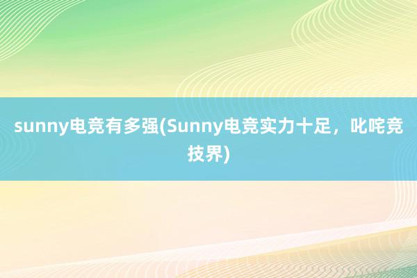 sunny电竞有多强(Sunny电竞实力十足，叱咤竞技界)