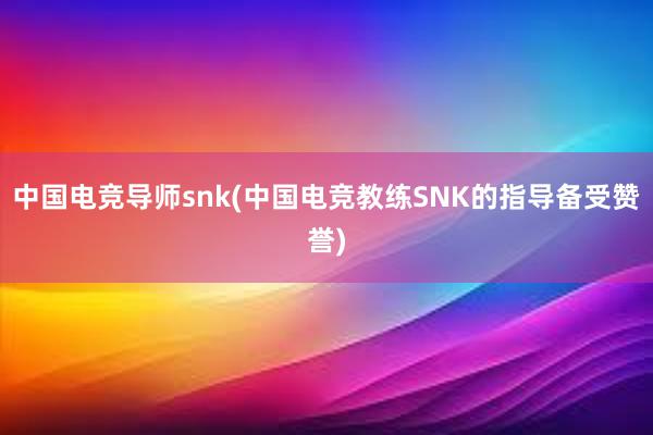 中国电竞导师snk(中国电竞教练SNK的指导备受赞誉)