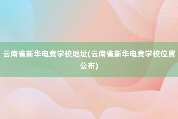 云南省新华电竞学校地址(云南省新华电竞学校位置公布)