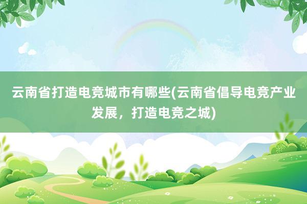 云南省打造电竞城市有哪些(云南省倡导电竞产业发展，打造电竞之城)