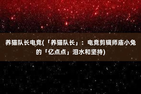 养猫队长电竞(「养猫队长」：电竞剪辑师庙小兔的「亿点点」泪水和坚持)