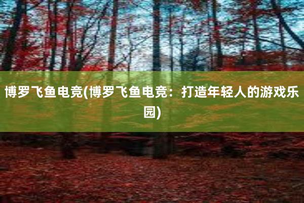 博罗飞鱼电竞(博罗飞鱼电竞：打造年轻人的游戏乐园)