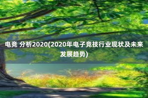 电竞 分析2020(2020年电子竞技行业现状及未来发展趋势)