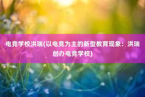 电竞学校洪瑞(以电竞为主的新型教育现象：洪瑞创办电竞学校)