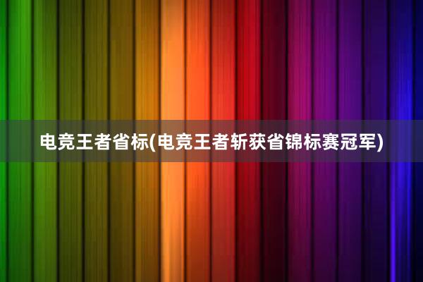 电竞王者省标(电竞王者斩获省锦标赛冠军)