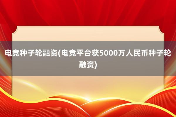 电竞种子轮融资(电竞平台获5000万人民币种子轮融资)