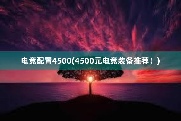 电竞配置4500(4500元电竞装备推荐！)