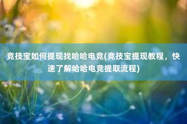 竞技宝如何提现找哈哈电竞(竞技宝提现教程，快速了解哈哈电竞提取流程)