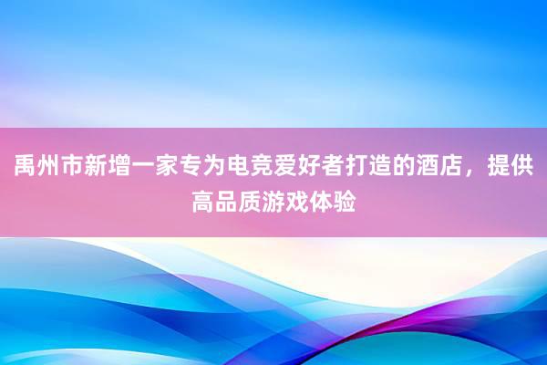 禹州市新增一家专为电竞爱好者打造的酒店，提供高品质游戏体验