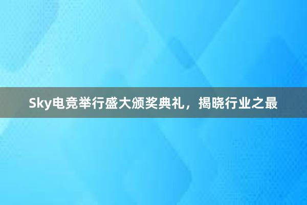 Sky电竞举行盛大颁奖典礼，揭晓行业之最