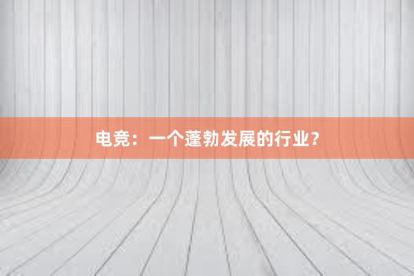 电竞：一个蓬勃发展的行业？