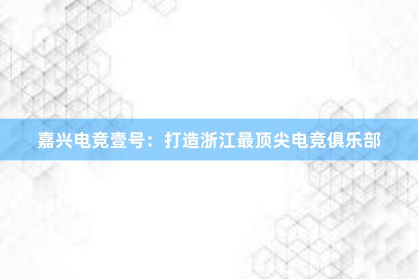 嘉兴电竞壹号：打造浙江最顶尖电竞俱乐部