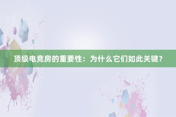 顶级电竞房的重要性：为什么它们如此关键？