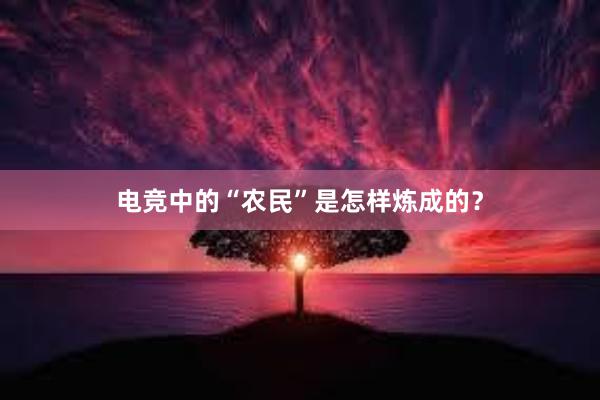 电竞中的“农民”是怎样炼成的？