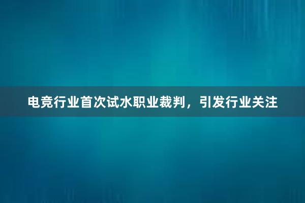 电竞行业首次试水职业裁判，引发行业关注