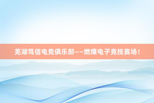 芜湖笃信电竞俱乐部——燃爆电子竞技赛场！