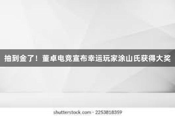 抽到金了！董卓电竞宣布幸运玩家涂山氏获得大奖